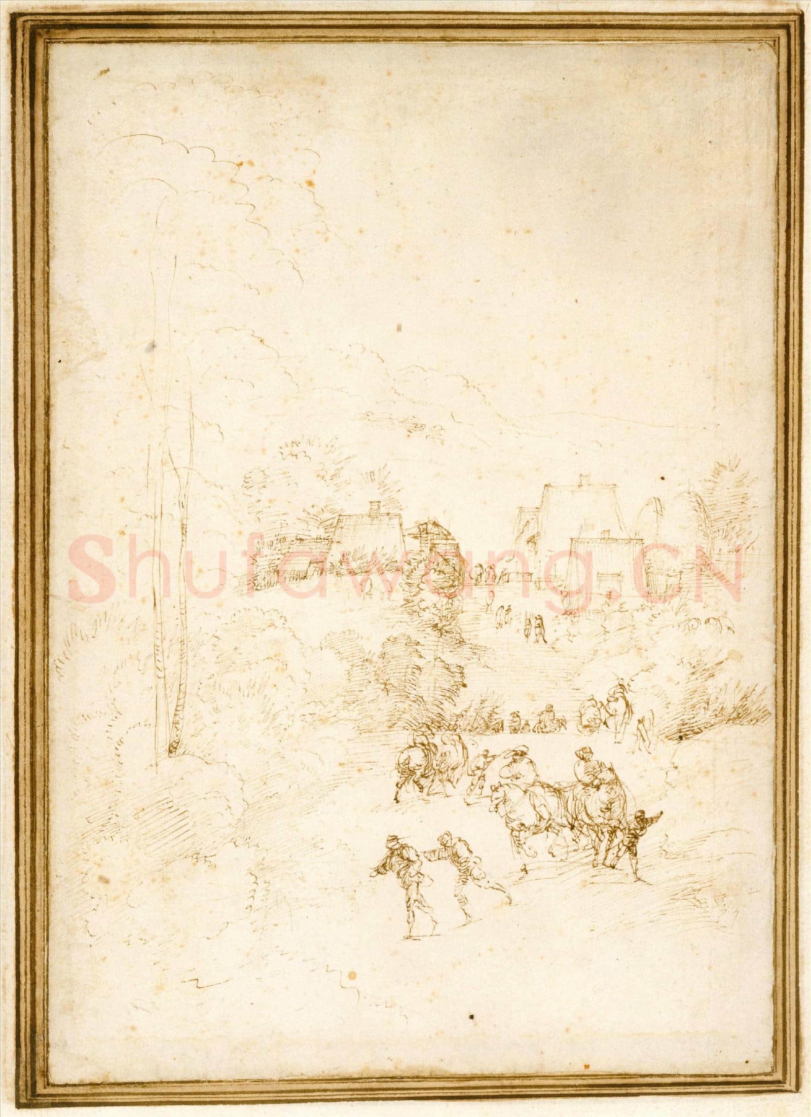 Fra Bartolomeo-Approach to a Mountain Village with Horsemen on the Road.tif