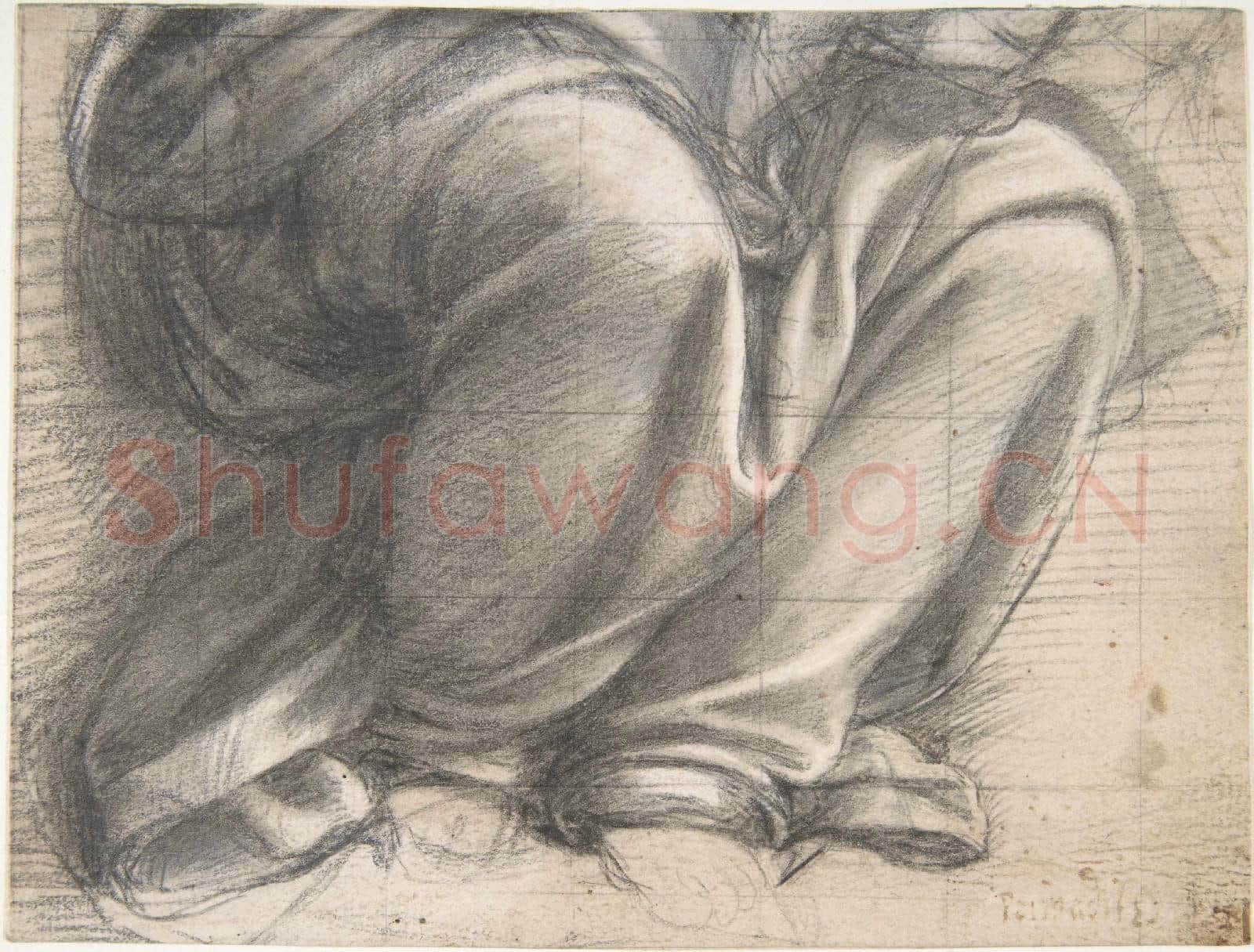 Fra Bartolomeo-Study of Drapery over the Knees of a Seated Figure.tif