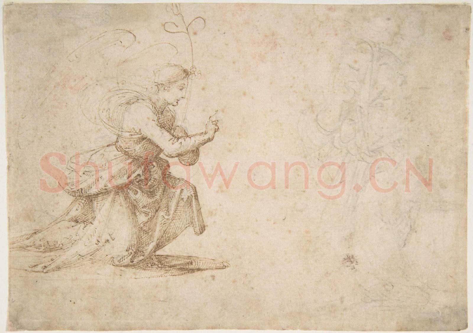 Fra Bartolomeo-The Annunciation(recto)Faint View of Buildings.tif