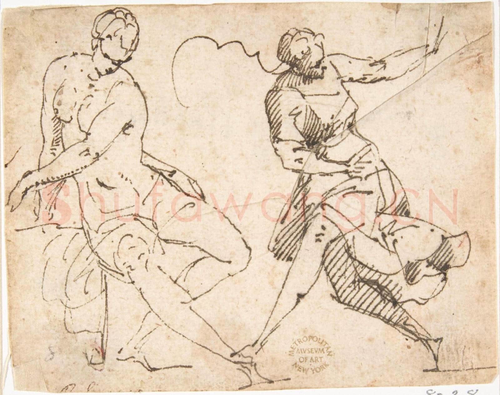 Francesco Allegrini-Seated Female Nude and Dancing Female Figure.tif