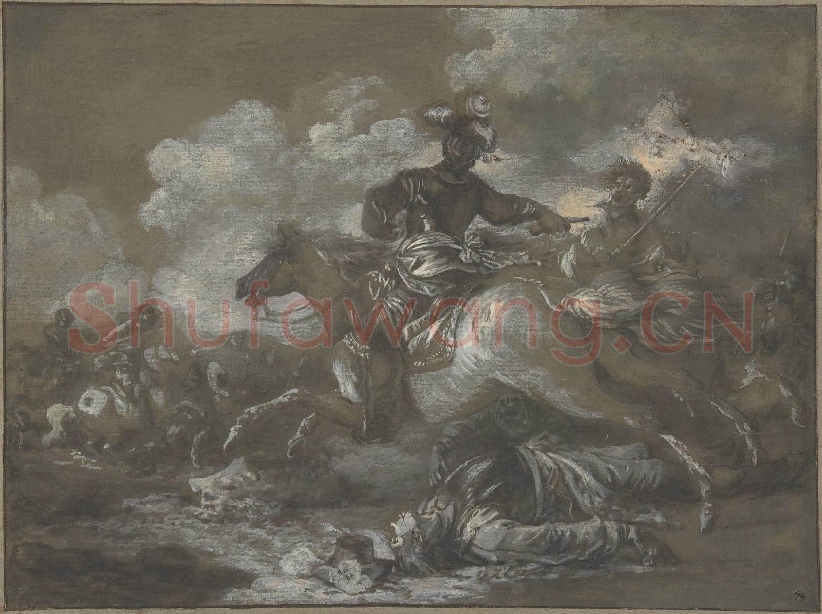 Francesco Casanova-Cavalry Skirmish with a Fallen Soldier at Right.tif