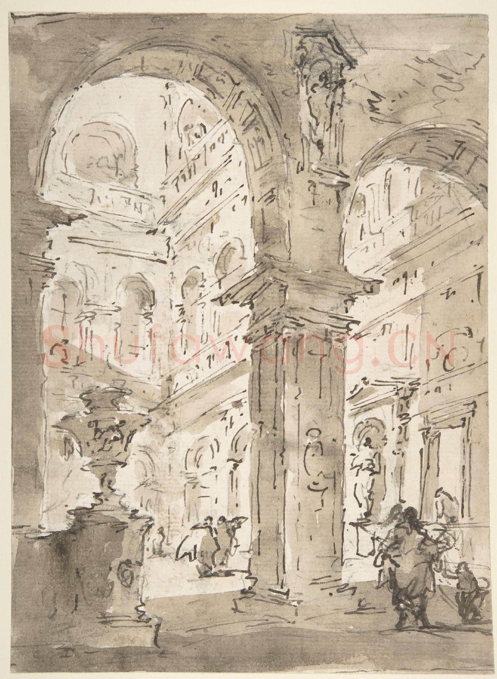 Francesco Guardi-Architectural Capriccio Courtyard of a Palace1.tif