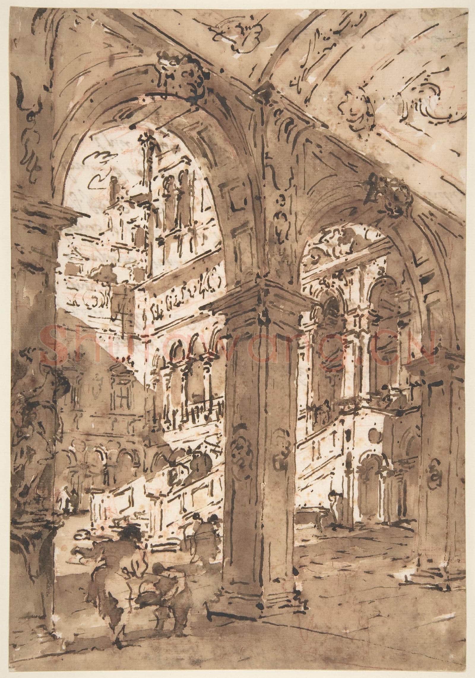 Francesco Guardi-Architectural Capriccio Courtyard of a Palace 2.tif