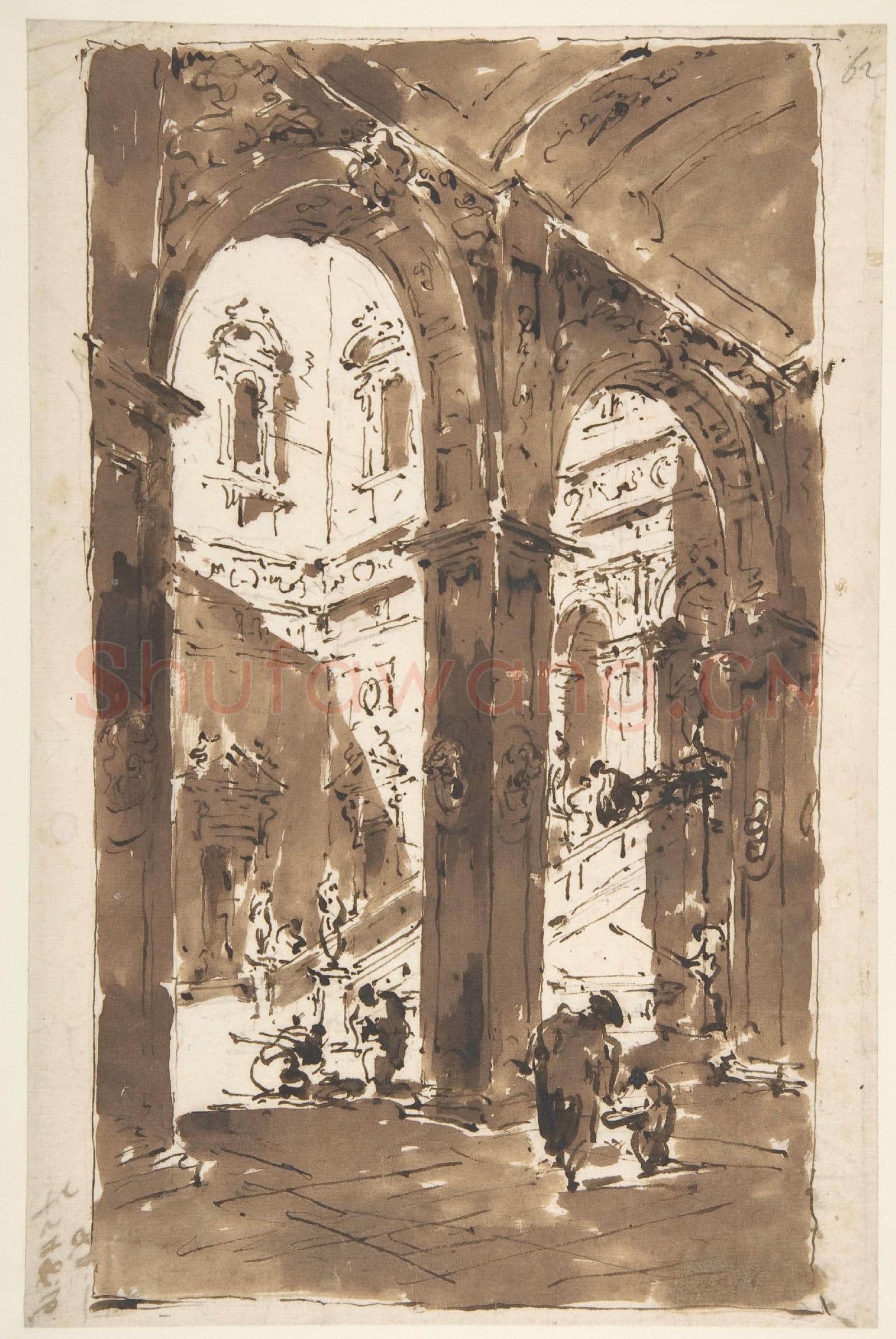 Francesco Guardi-Architectural Capriccio Courtyard of a Palace.tif