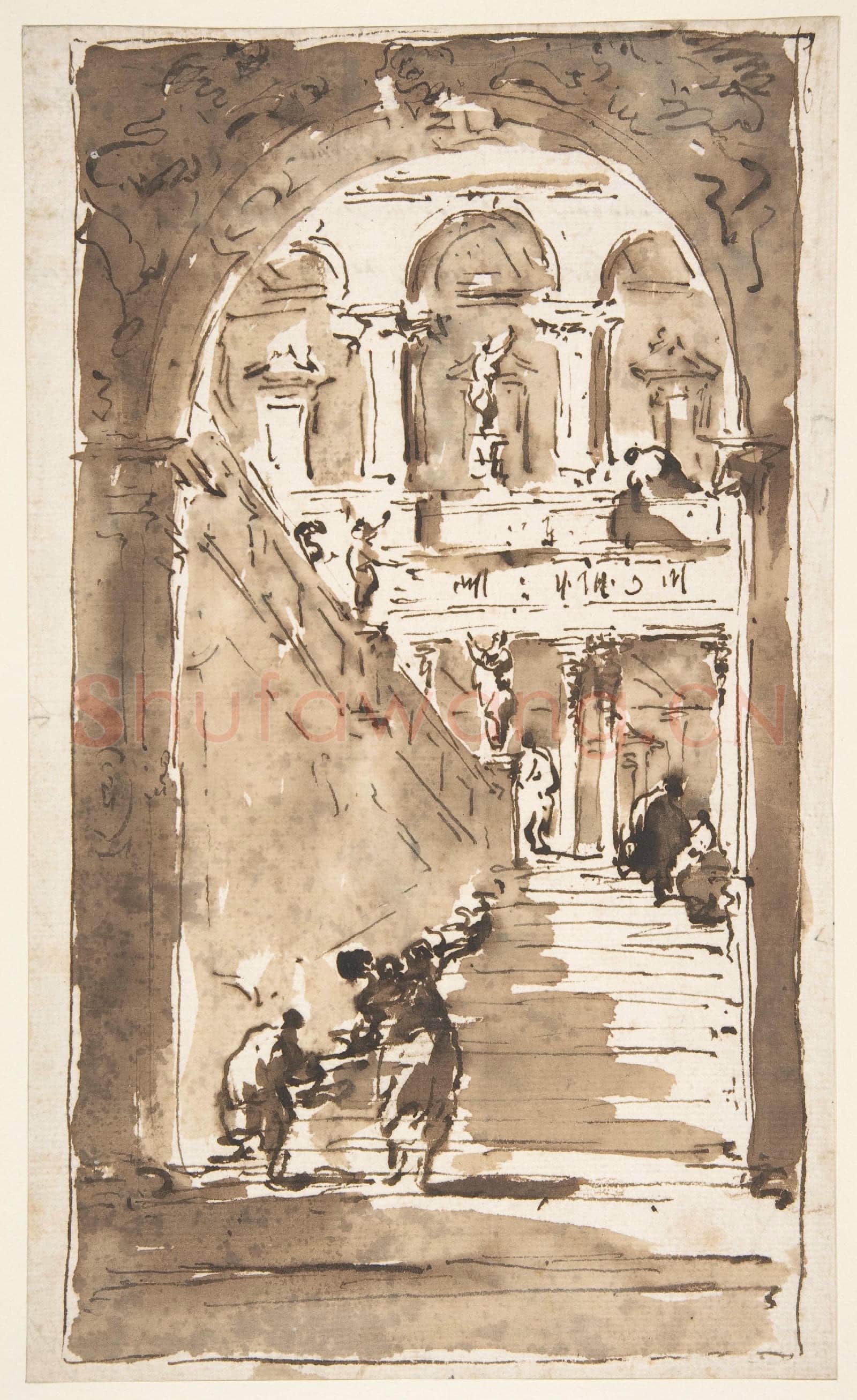 Francesco Guardi-Architectural Fantasy Figures on a Grand Staircase.tif