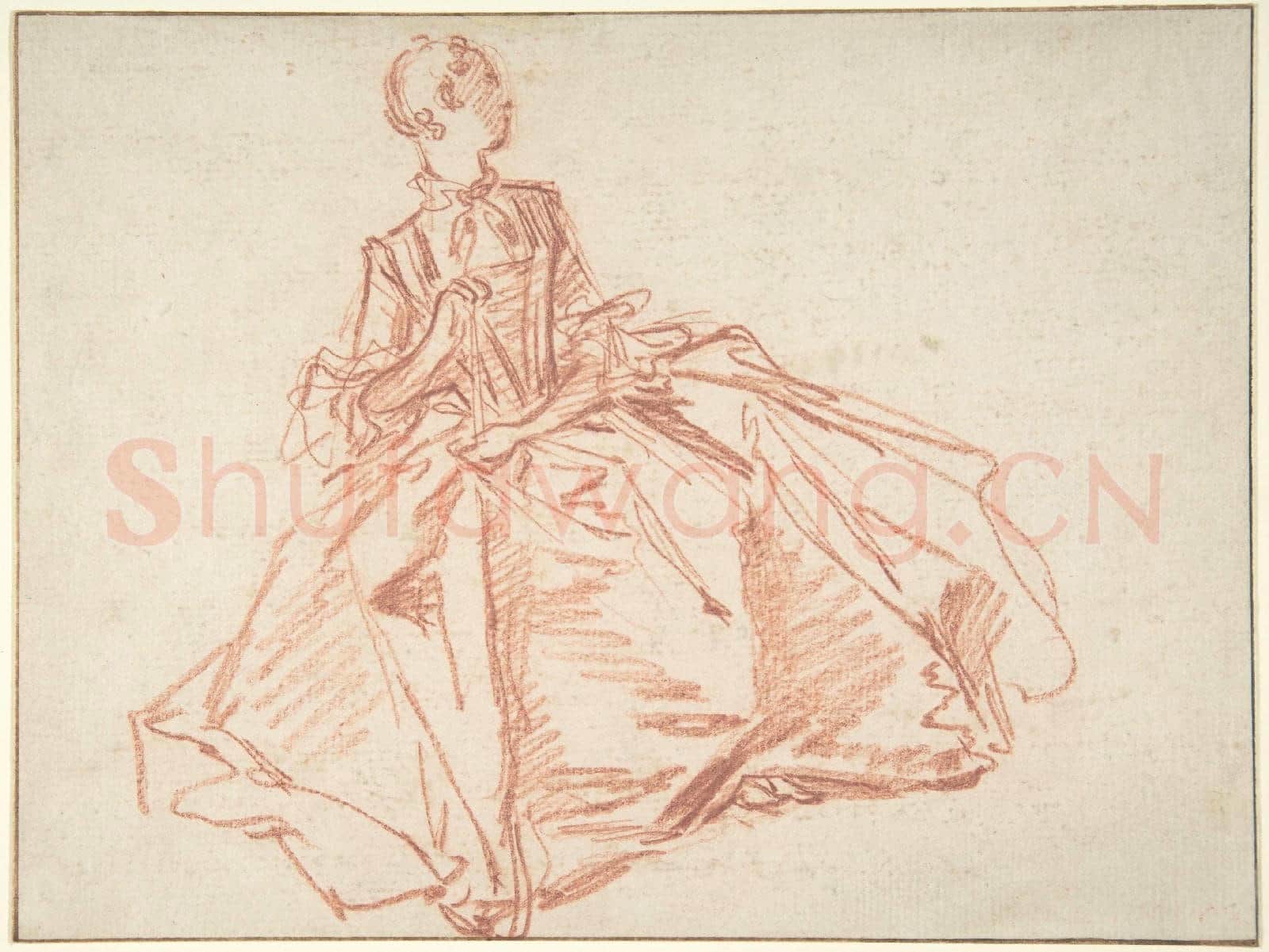 François Boucher-Seated Woman Holding a Fan.tif