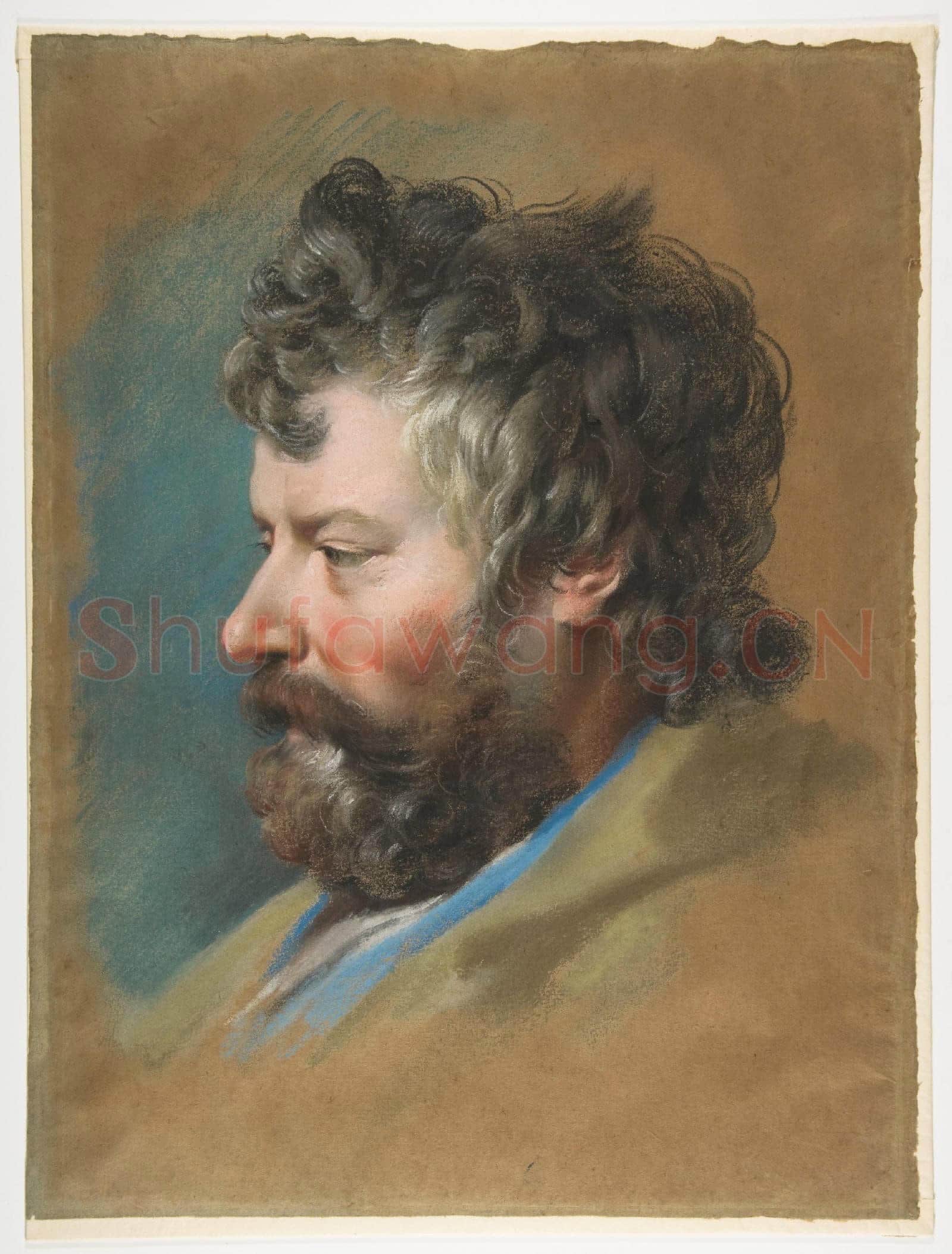 François Le Moyne-Head of a Bearded Man in Profile to Left.tif