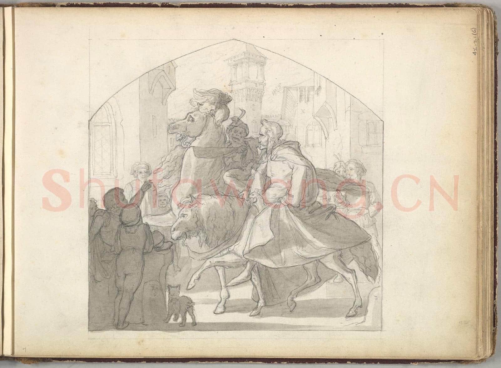 Frederic Leighton-A Man and a Monkey Riding on Horseback.tif