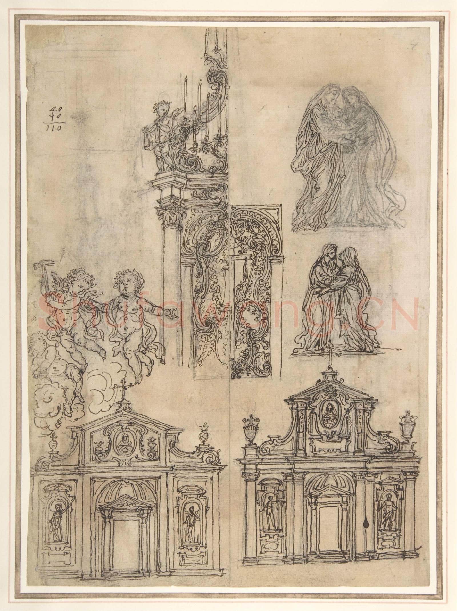 Giovanni Battista Foggini-A Sheet of Studies with Architectural Motifs.tif