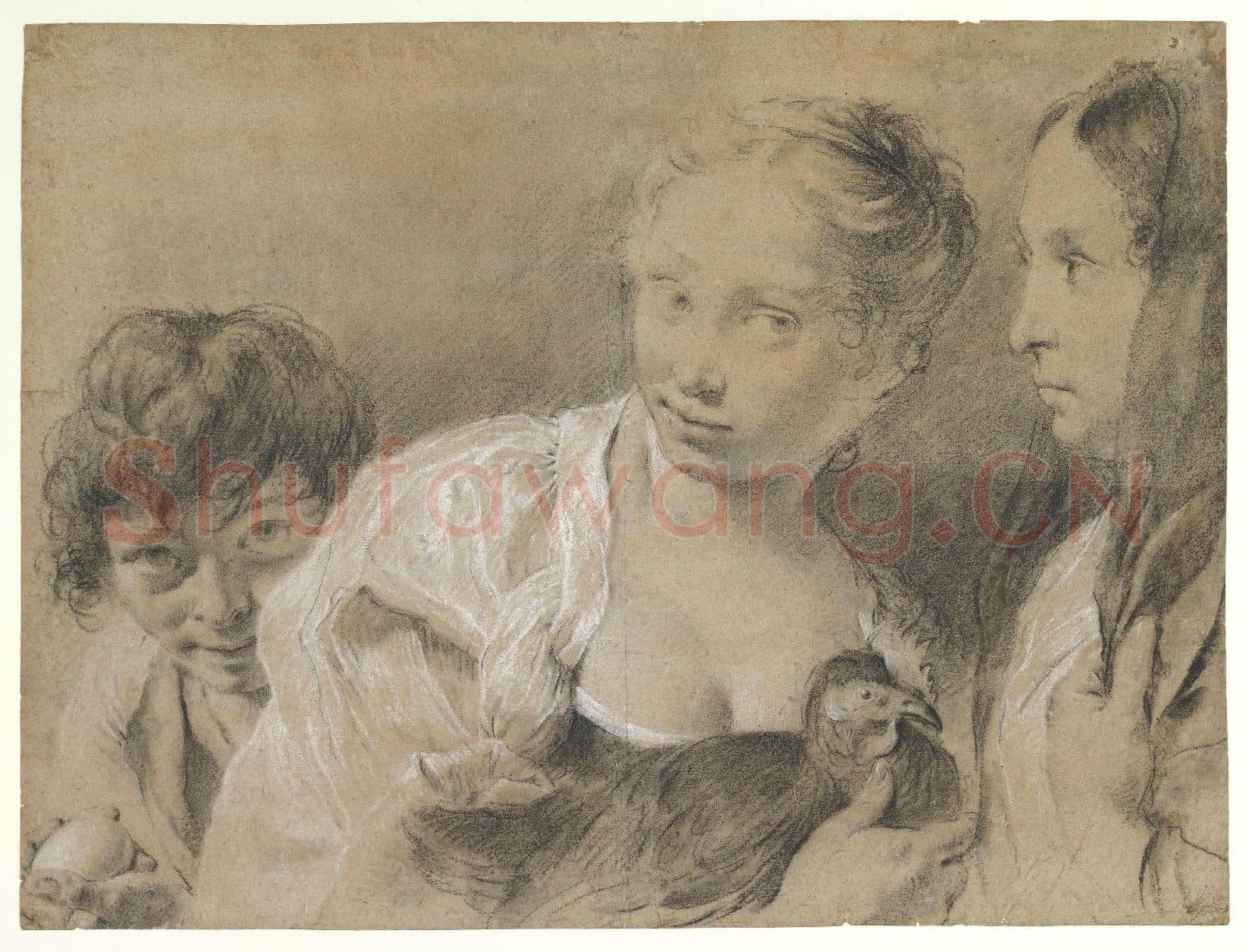 Giovanni Battista Piazzetta-Boy with an Egg, Girl with a Hen.tif