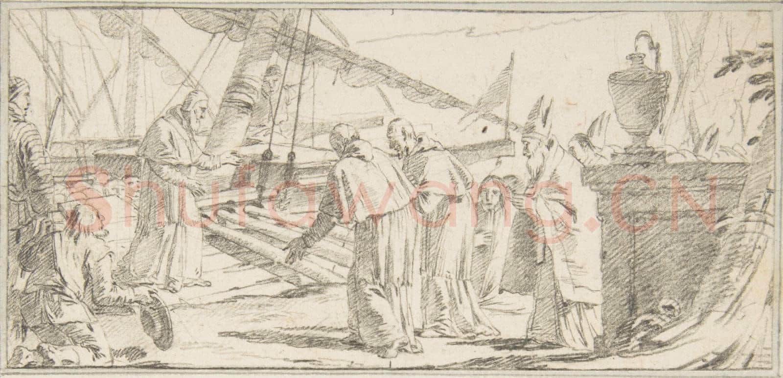 Giovanni Battista Tiepolo-Illustration for a Book Bishops and Monks Being Received.tif