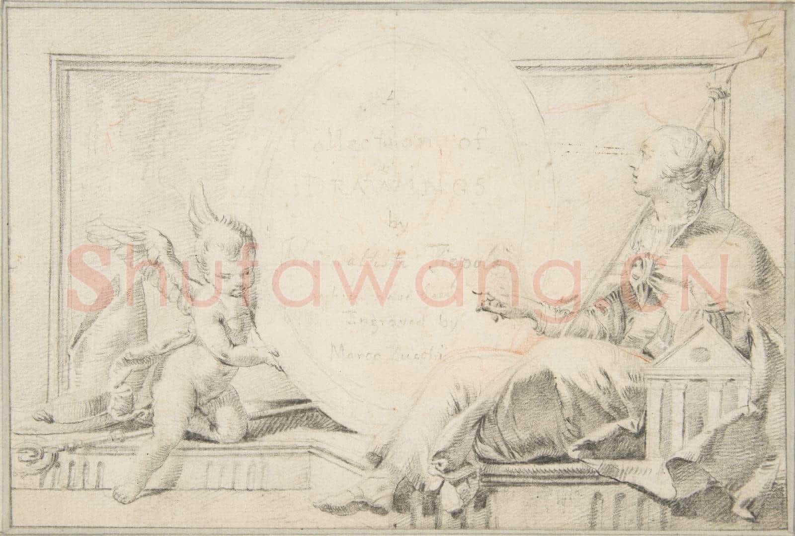 Giovanni Battista Tiepolo-Illustration for a Book Frontispiece with a Female Allegorical Figure.tif