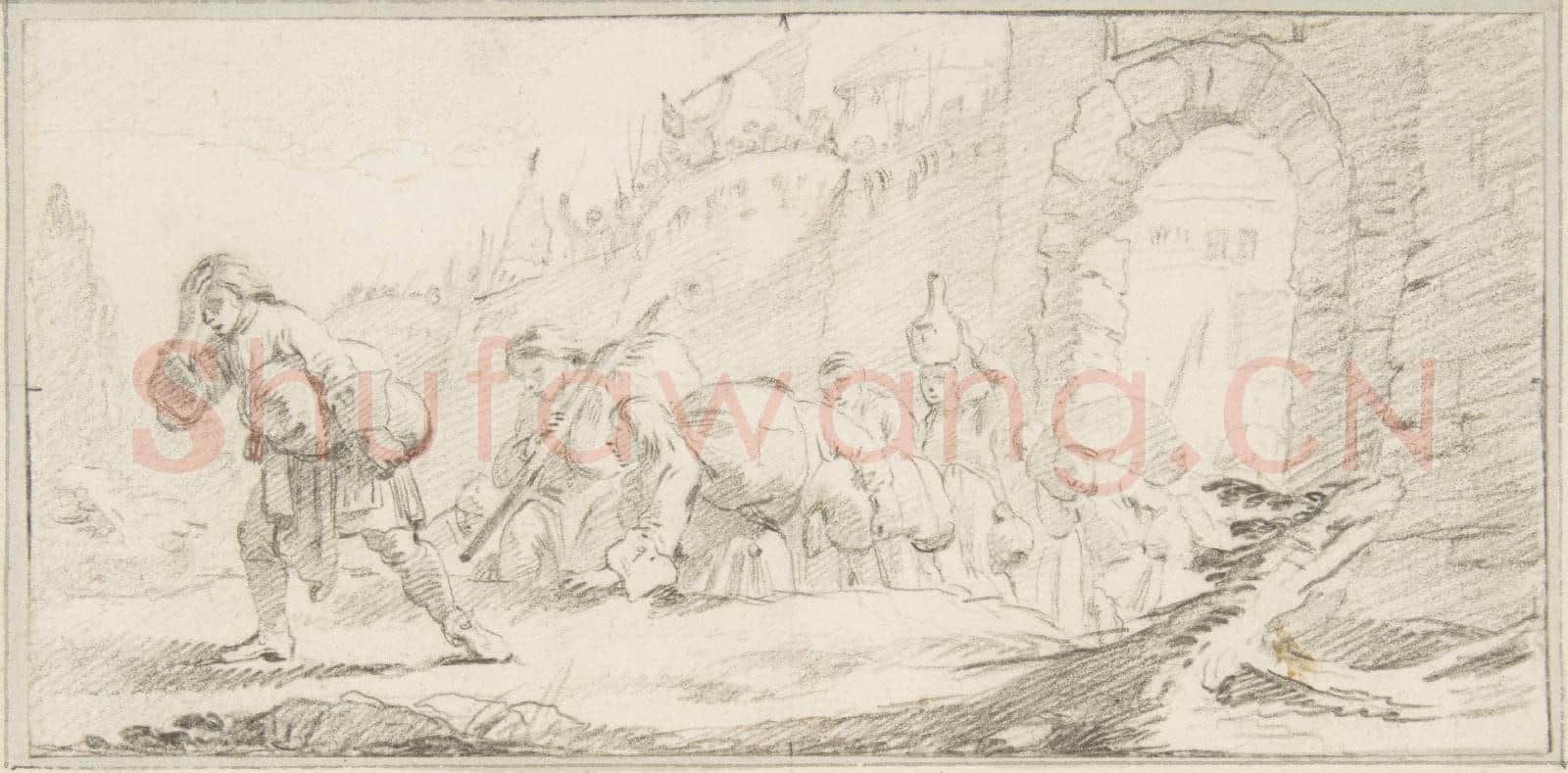 Giovanni Battista Tiepolo-Illustration for a Book Inhabitants Leaving a Conquered City.tif