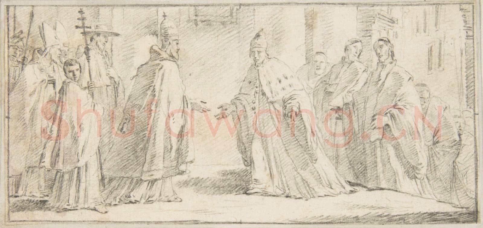 Giovanni Battista Tiepolo-Illustration for a Book Meeting Between a Pope and Doge.tif