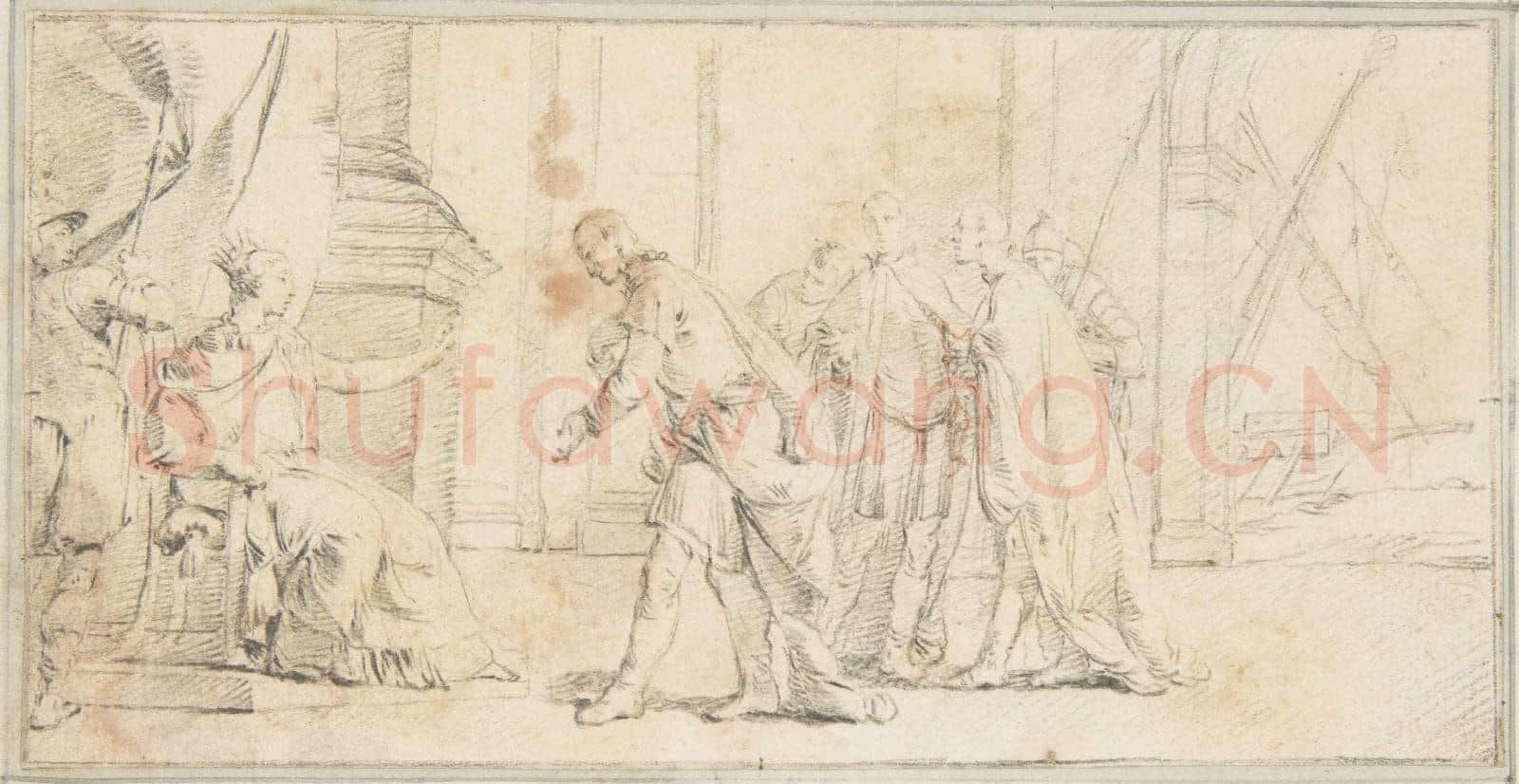 Giovanni Battista Tiepolo-Illustration for a Book Queen of Port City Receiving Envoys.tif