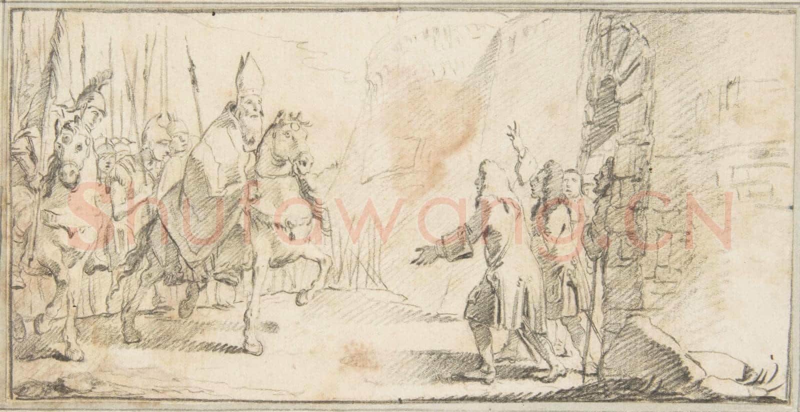 Giovanni Battista Tiepolo-Illustration for a Book Reception of a Bishop Leading.tif