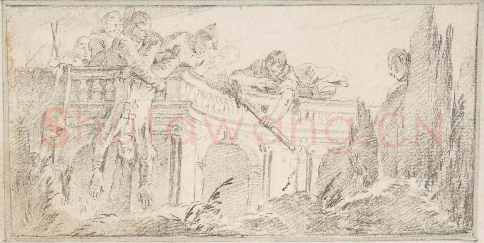 Giovanni Battista Tiepolo-Illustration for a Book Scene of Men Disposing.tif