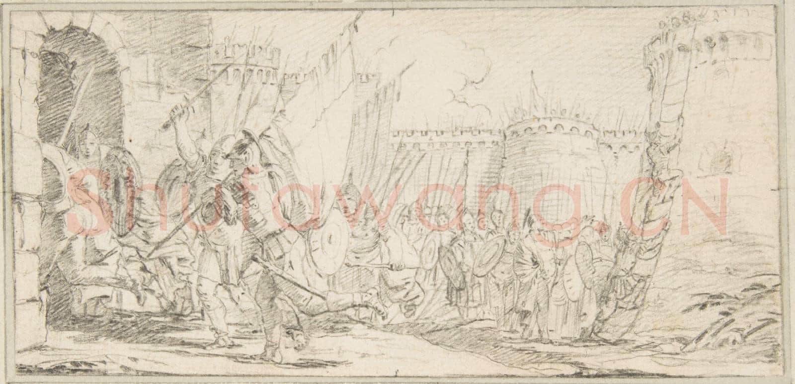 Giovanni Battista Tiepolo-Illustration for a Book Soldiers Storming a City2.tif