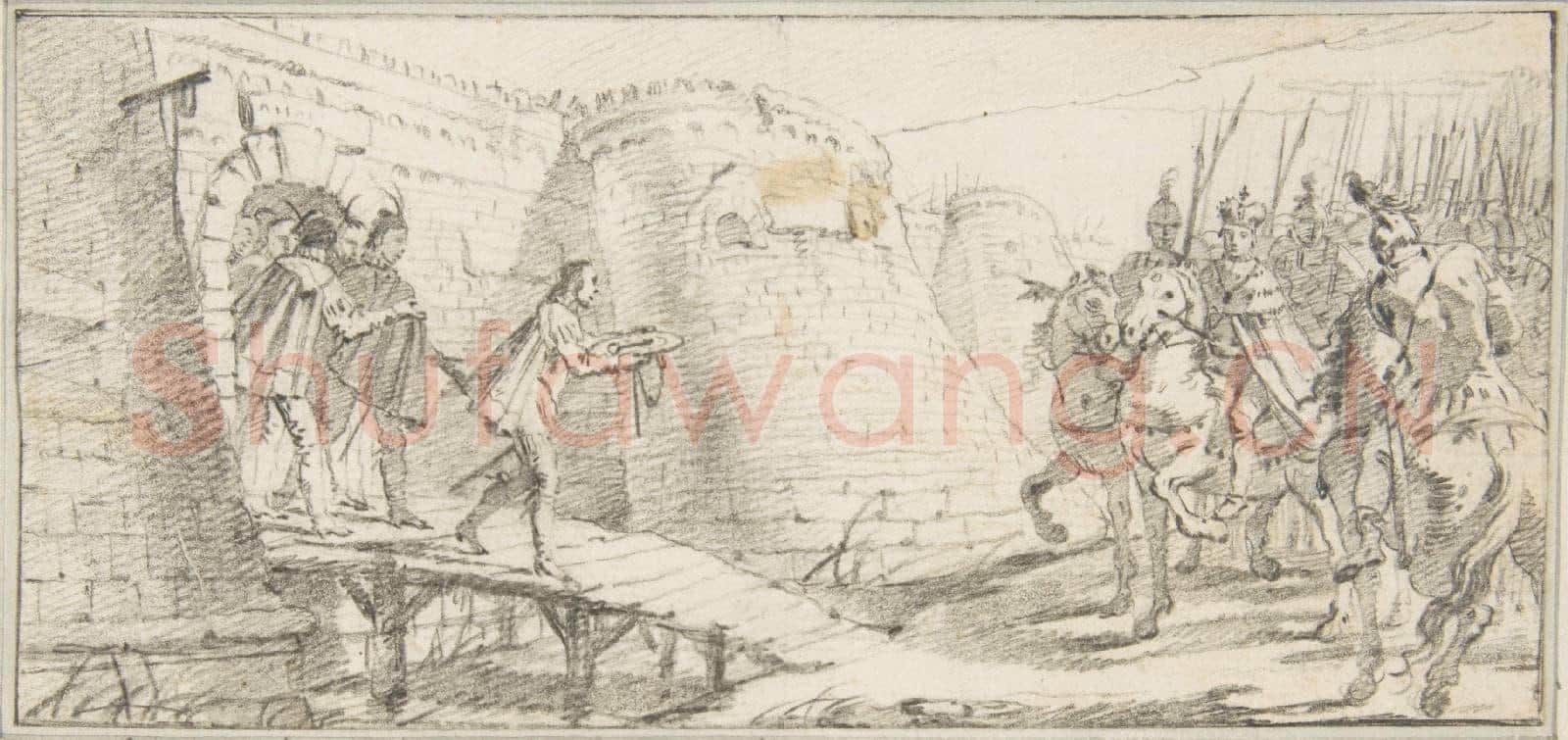 Giovanni Battista Tiepolo-Illustration for a Book Surrender of the Keys of a City to an Emperor.tif