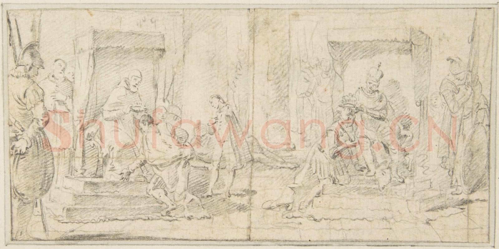 Giovanni Battista Tiepolo-Illustration for a Book Two Scenes of Coronation.tif
