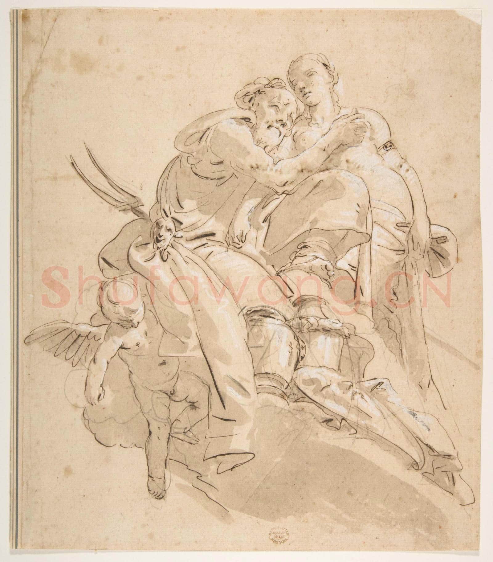 Giovanni Battista Tiepolo-Marine Deity with Attendant Female Figure.tif