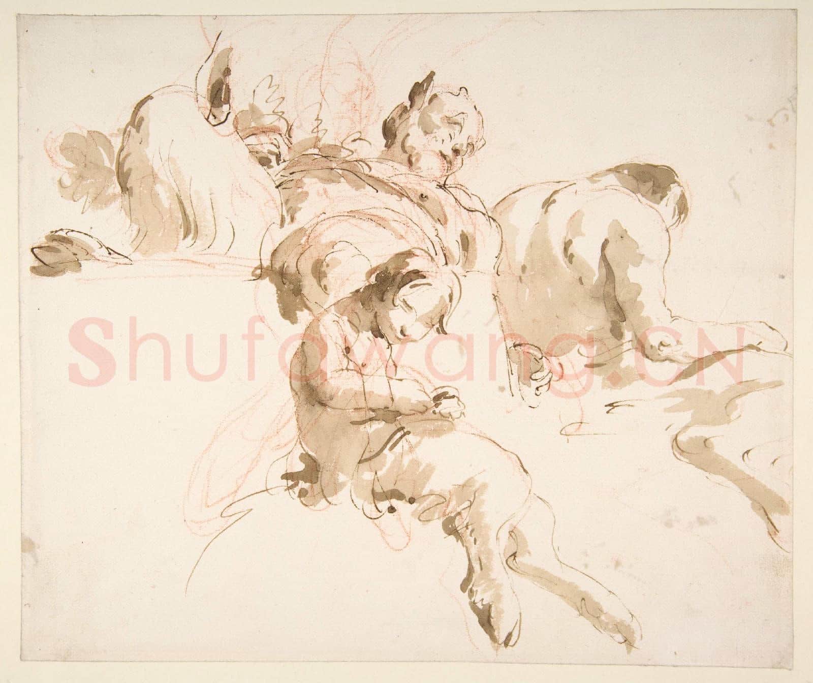Giovanni Battista Tiepolo-Two Seated Satyrs and a Child Satyr.tif