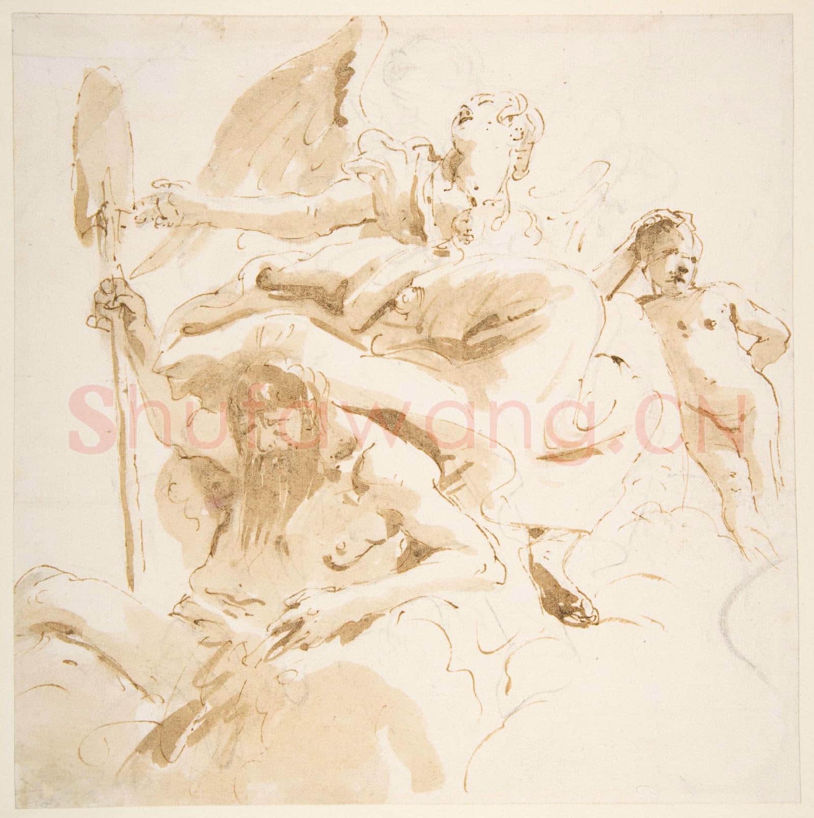 Giovanni Battista Tiepolo-Winged Female Figure, River God.tif