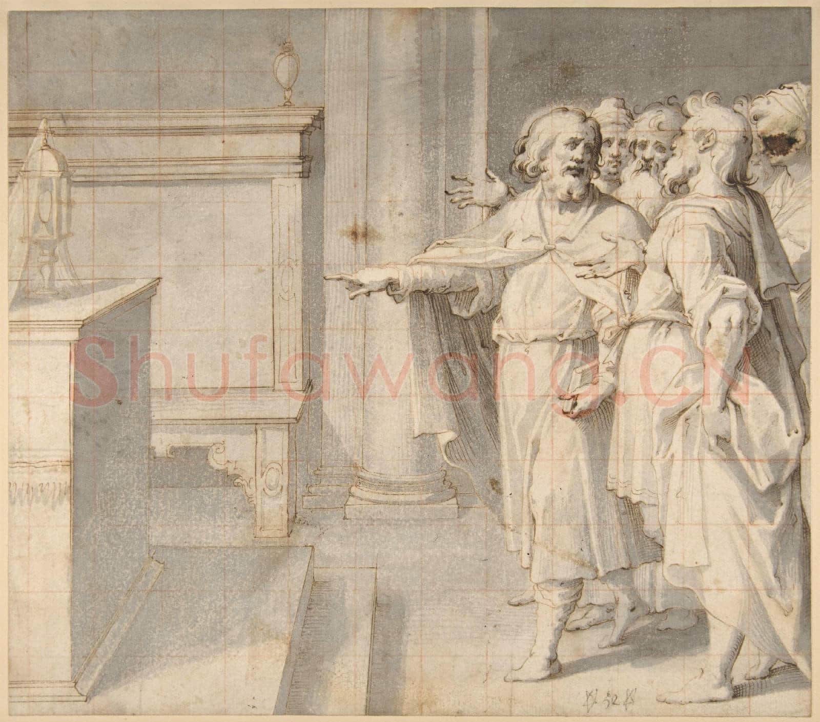 Giovanni Battista Trotti-A Male Saint Followed by a Group of Men.tif
