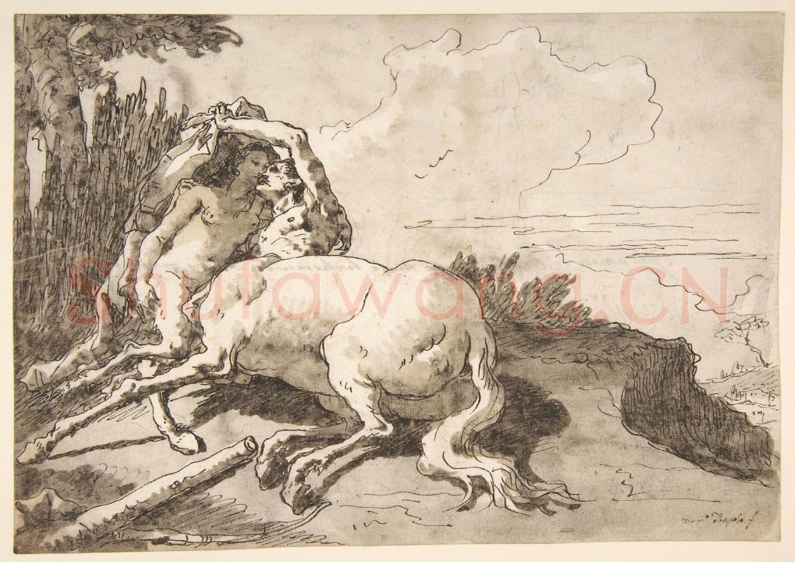 Giovanni Domenico Tiepolo-Centaur Embracing a Satyress.tif