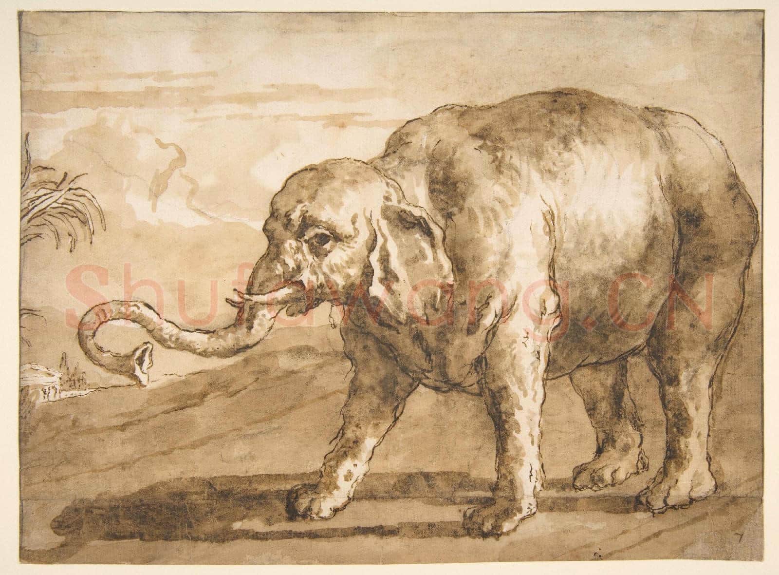 Giovanni Domenico Tiepolo-Elephant in a Landscape.tif