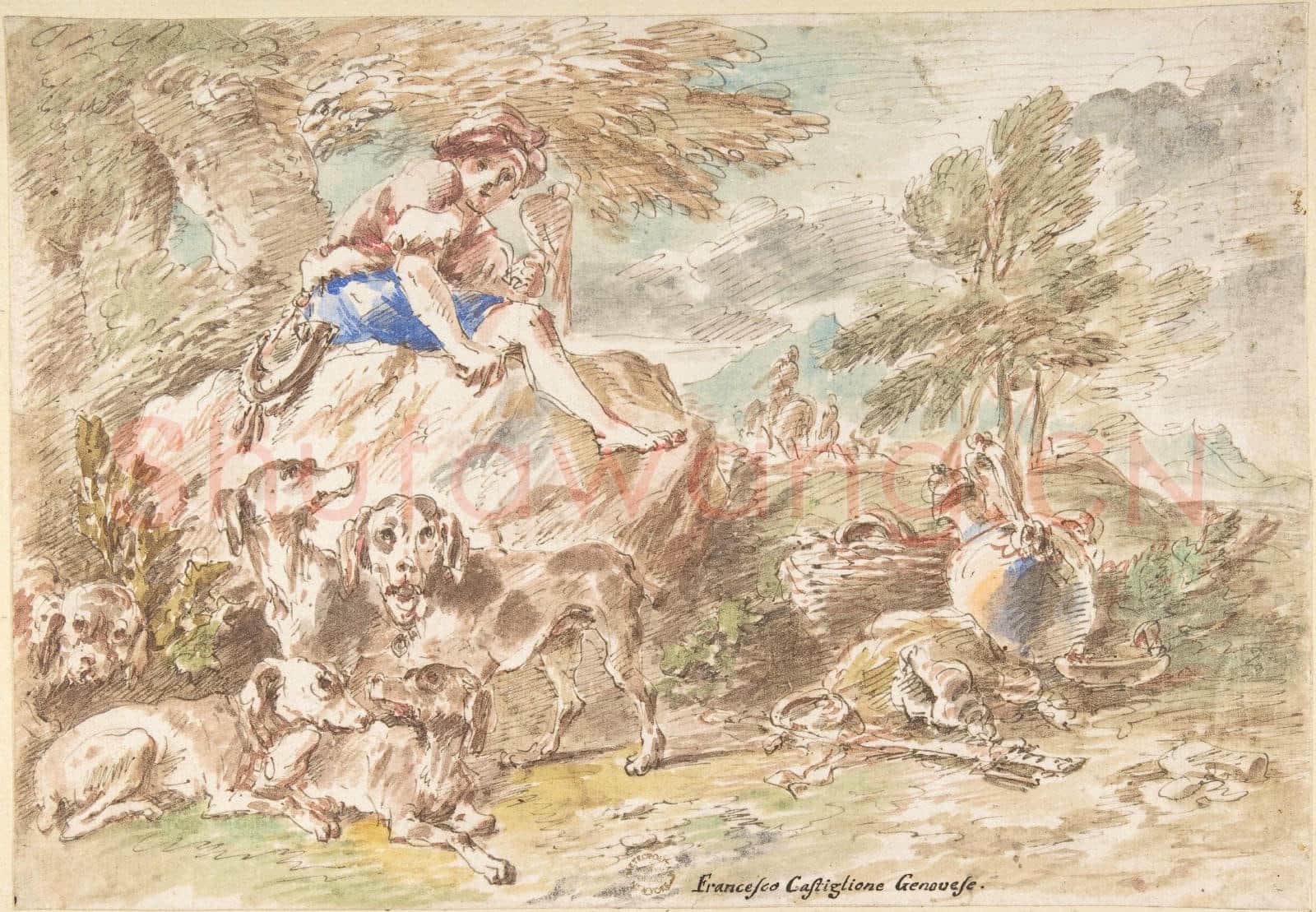 Giovanni Francesco Castiglione-Young Hunter.tif