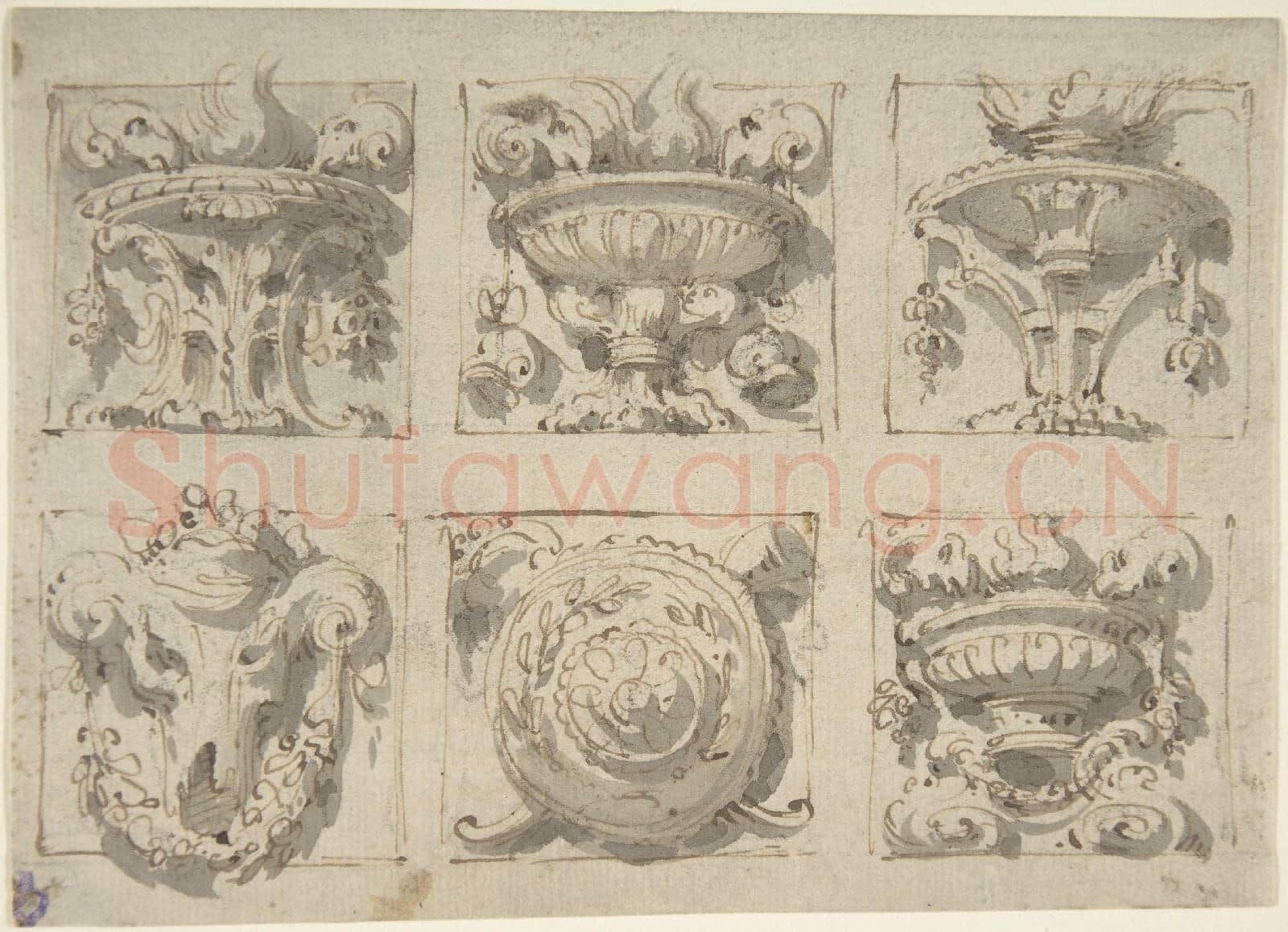 Giuseppe Bernardino Bison-Drawing Devided in Six Squares Including.tif