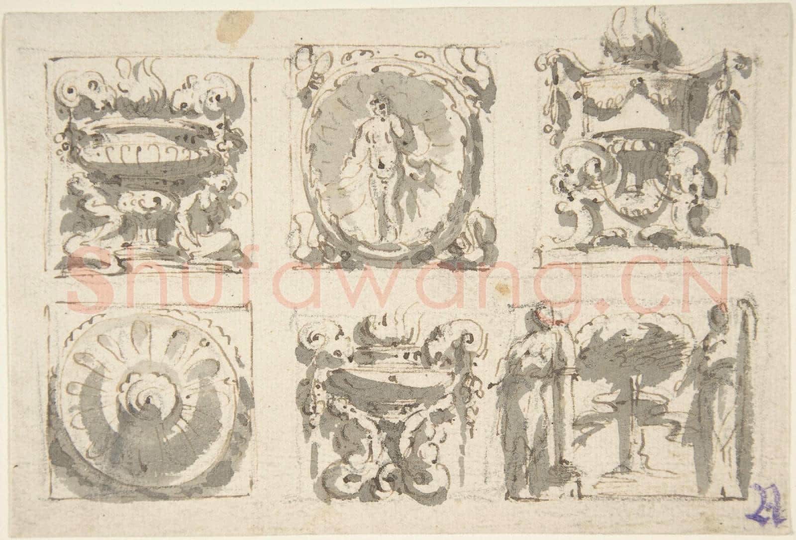 Giuseppe Bernardino Bison-Drawing Divided in Six Squares.tif
