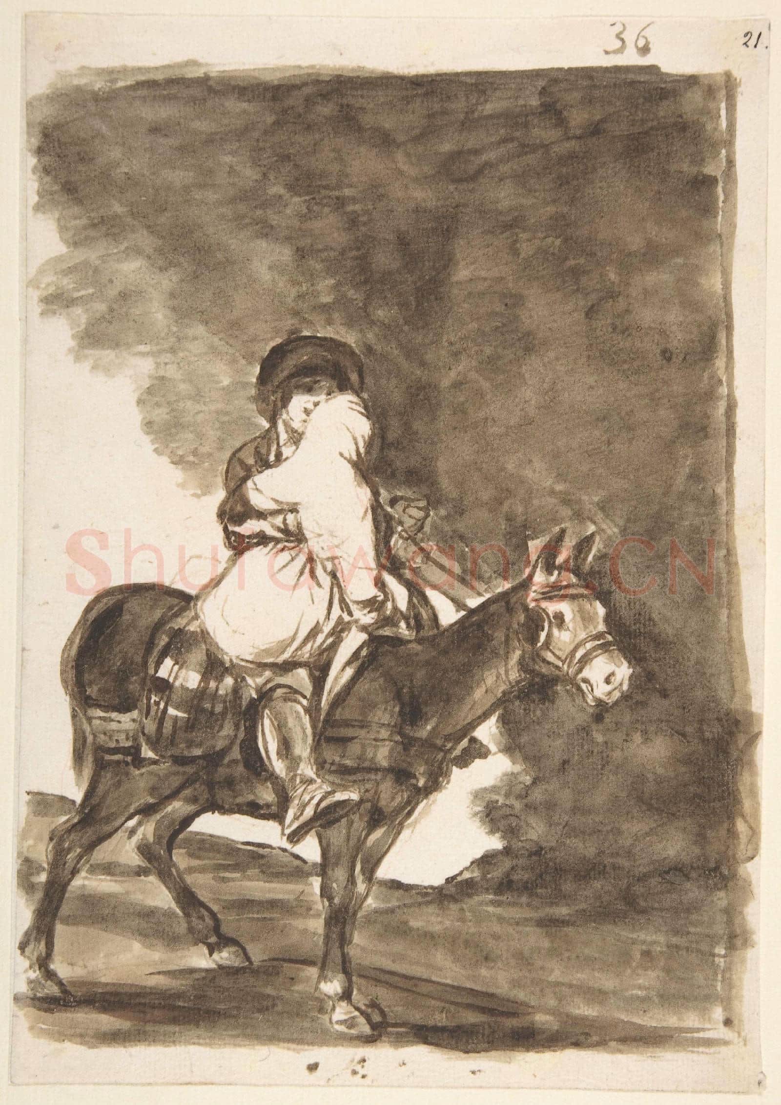 Goya-A Man and a Woman on a Mule; Images of Spain Album.tif