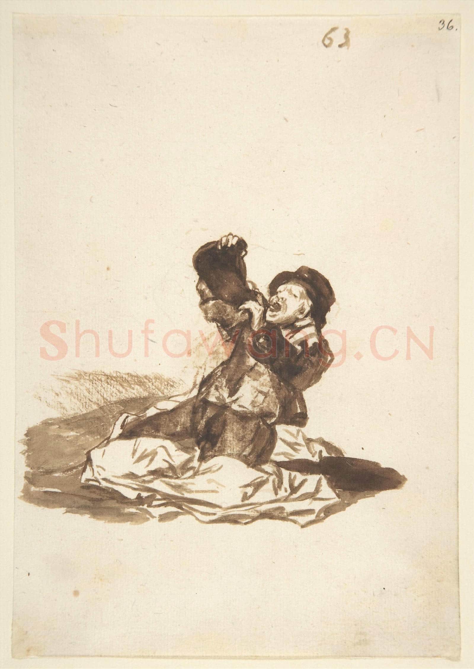 Goya-A Man Drinking from a Wine Skin; Images of Spain Album.tif