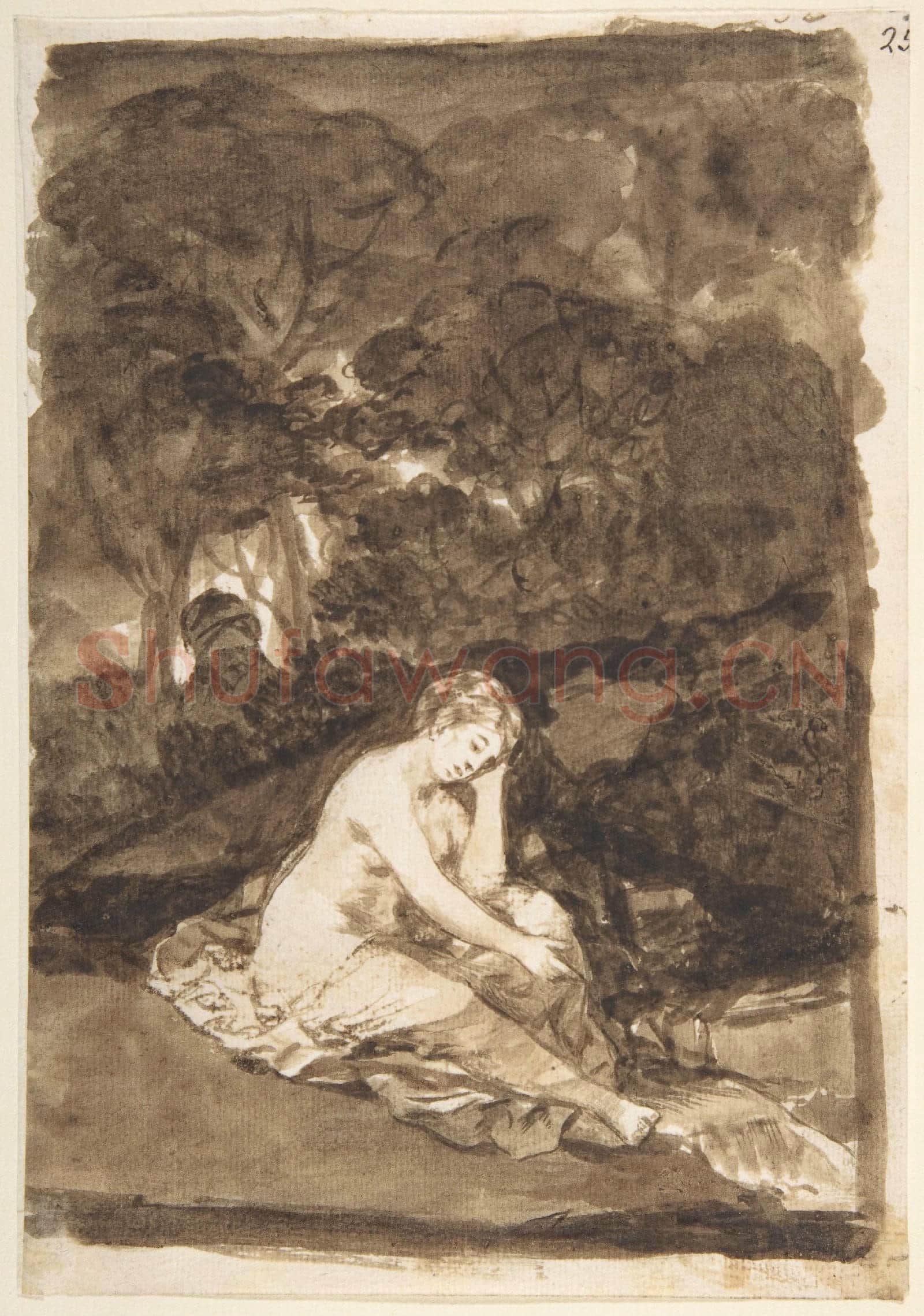 Goya-A Nude Woman Seated Beside a Brook.tif