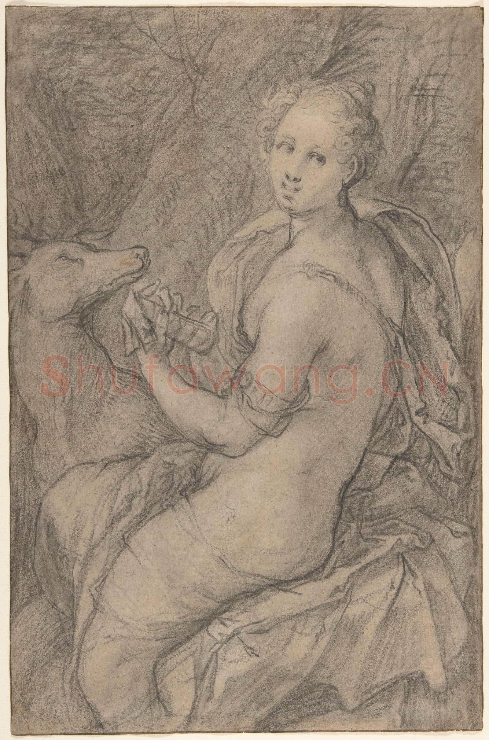 Hendrick Goltzius-The Sense of Hearing, verso light sketch.tif