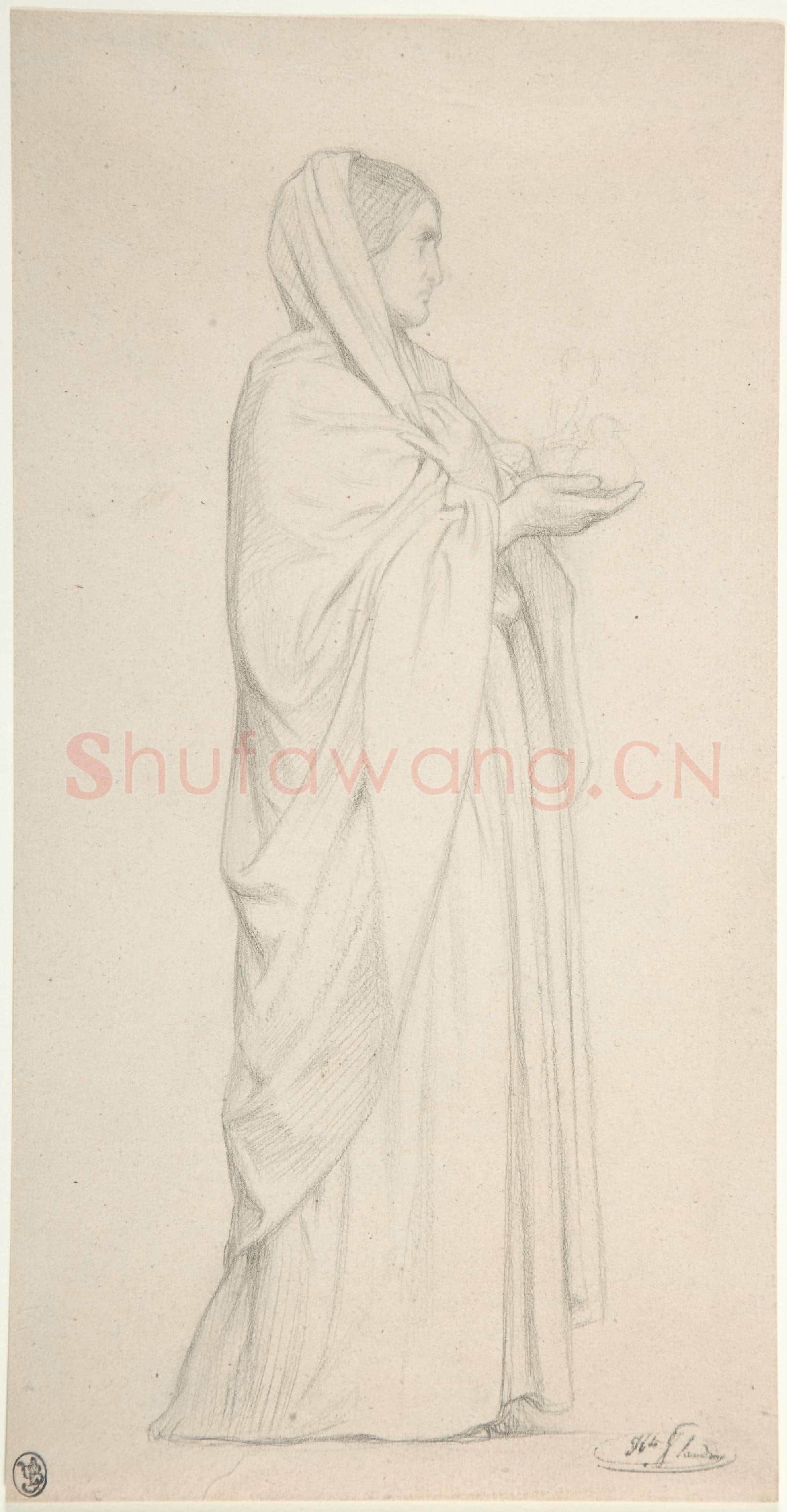 Hippolyte Flandrin-Standing Female Saint.tif