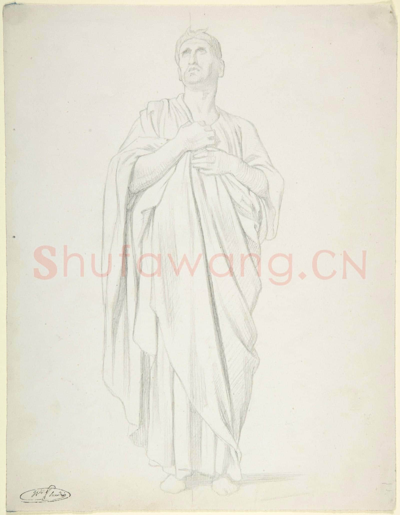 Hippolyte Flandrin-Study of an Apostle, for the painting.tif