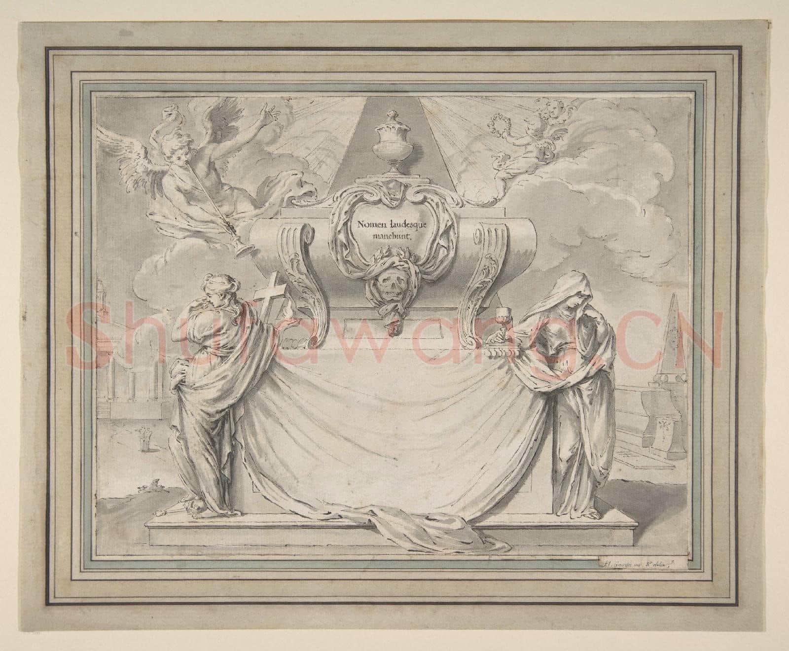 Hubert Franois Gravelot-Design for a Funeral Ticket.tif