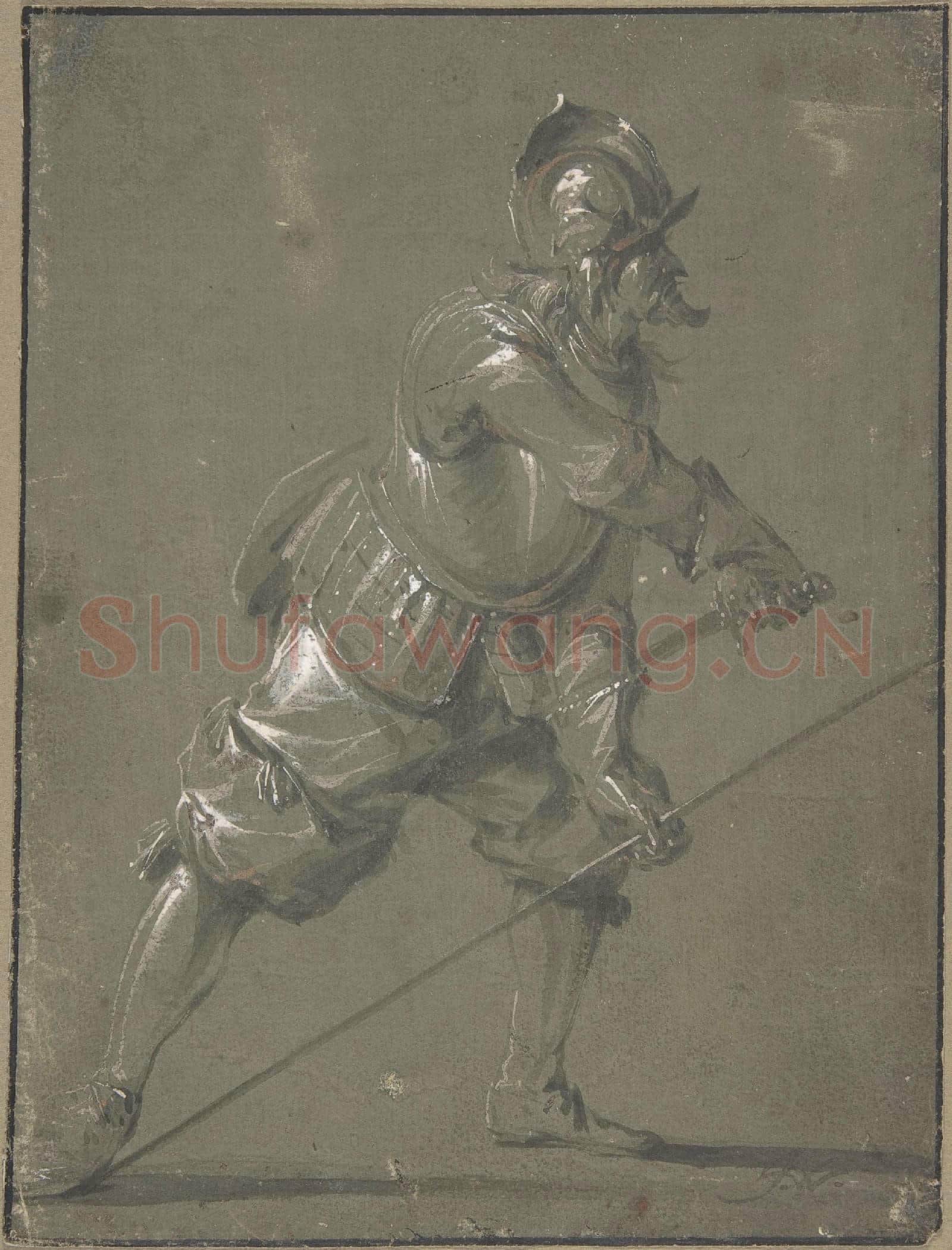 Jacob Matthias Weyer-An Infantryman Drawing his Sword.tif