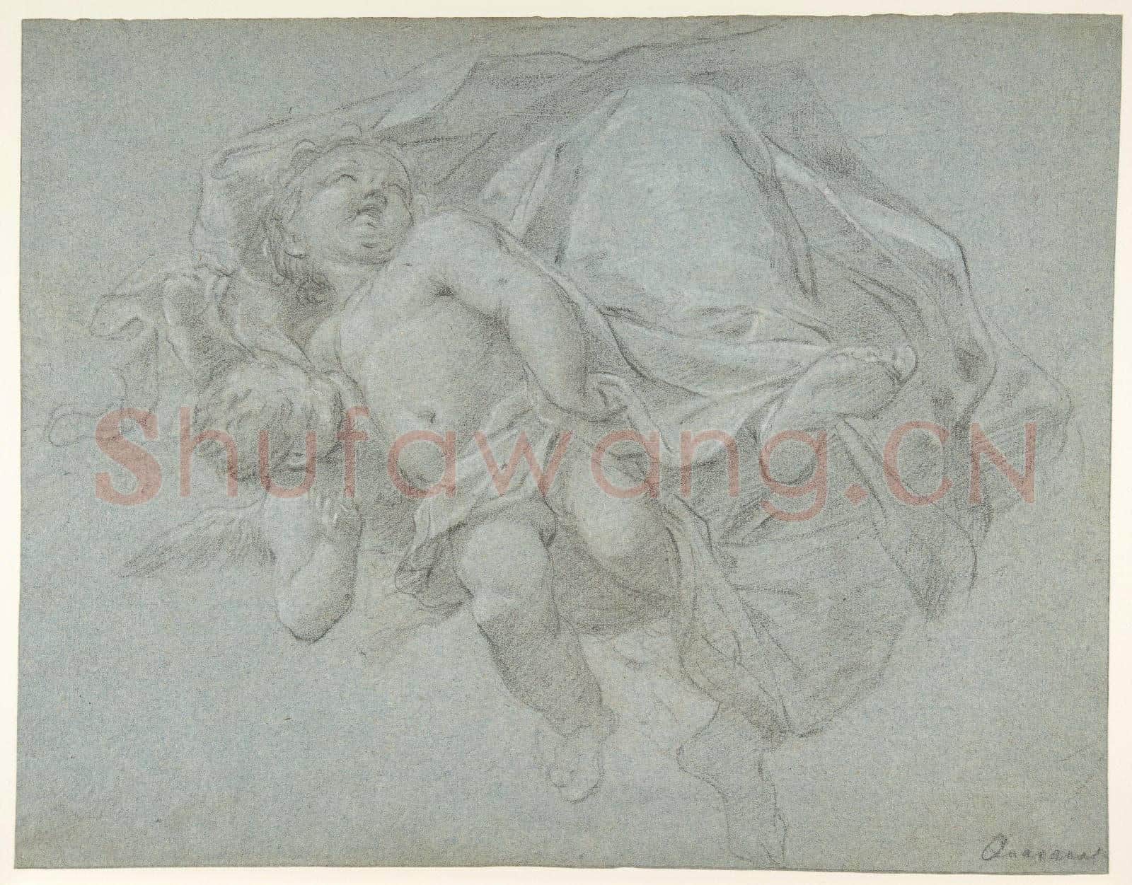 Jacopo Guarana-Two Putti Supporting the Lower Part of a Draped Figure.tif