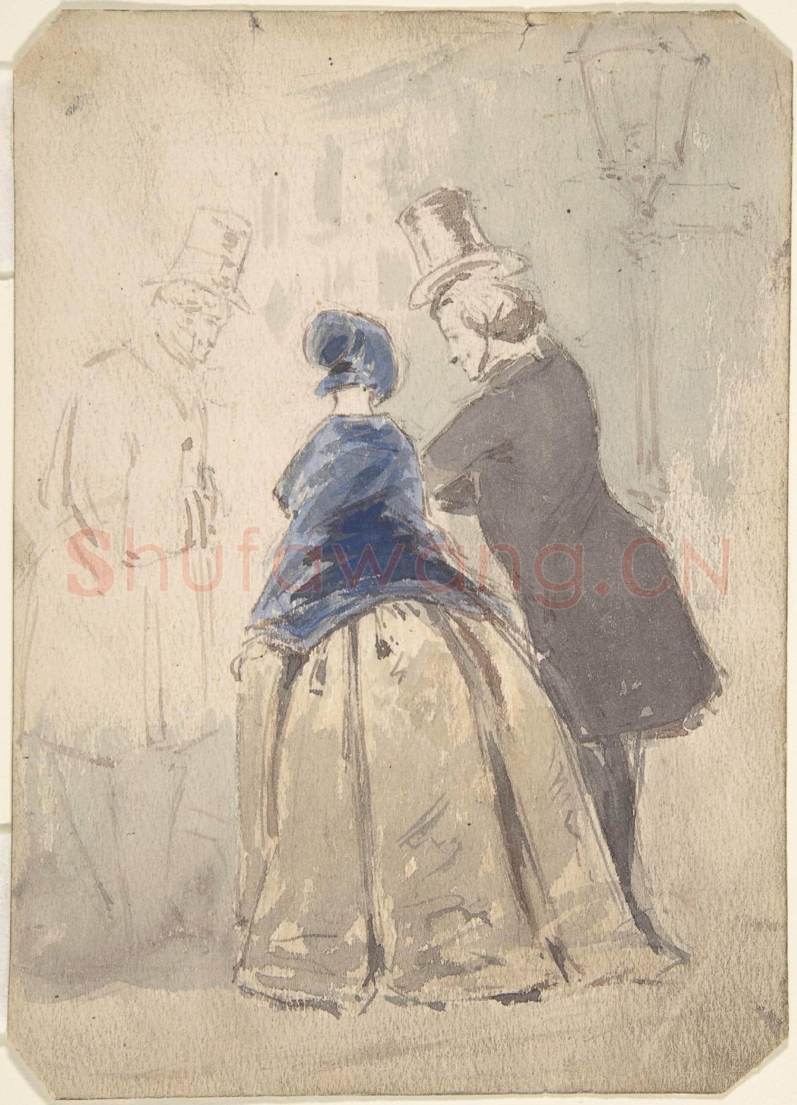 James Barret-Drawing for scene from Vanity Fair Street Scene.tif