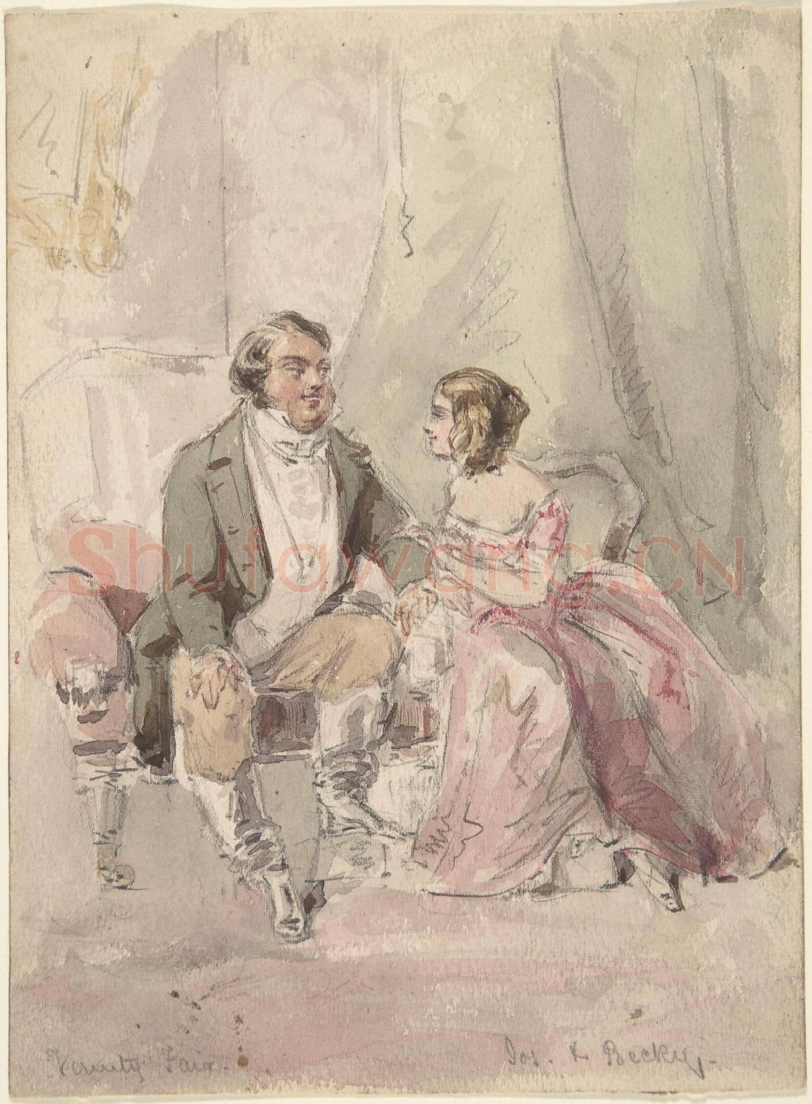 James Barret-Drawings for scenes from Vanity Fair Jos and Becky.tif