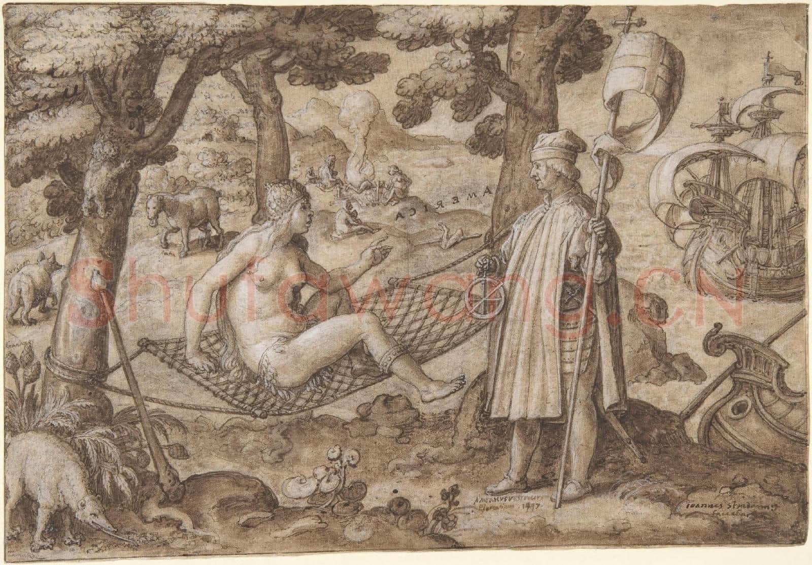 Jan van der Straet, called Stradanus-Discovery of America Vespucci Landing.tif