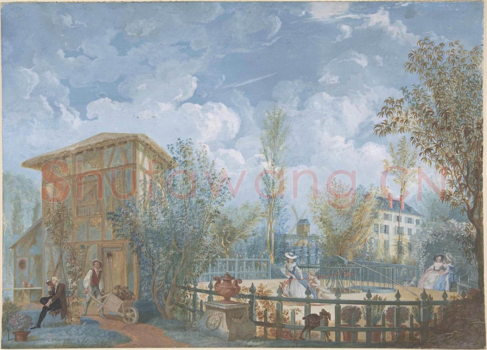 Jean Démosthène Dugourc-Figures in a Garden.tif