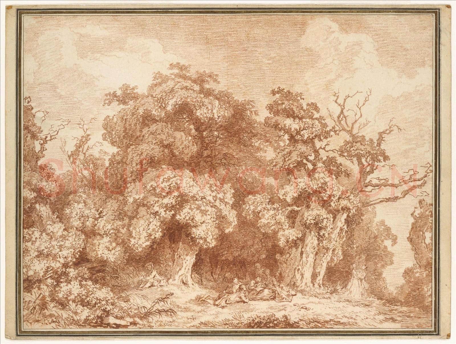 Jean Honoré Fragonard-A Gathering at Woods' Edge.tif