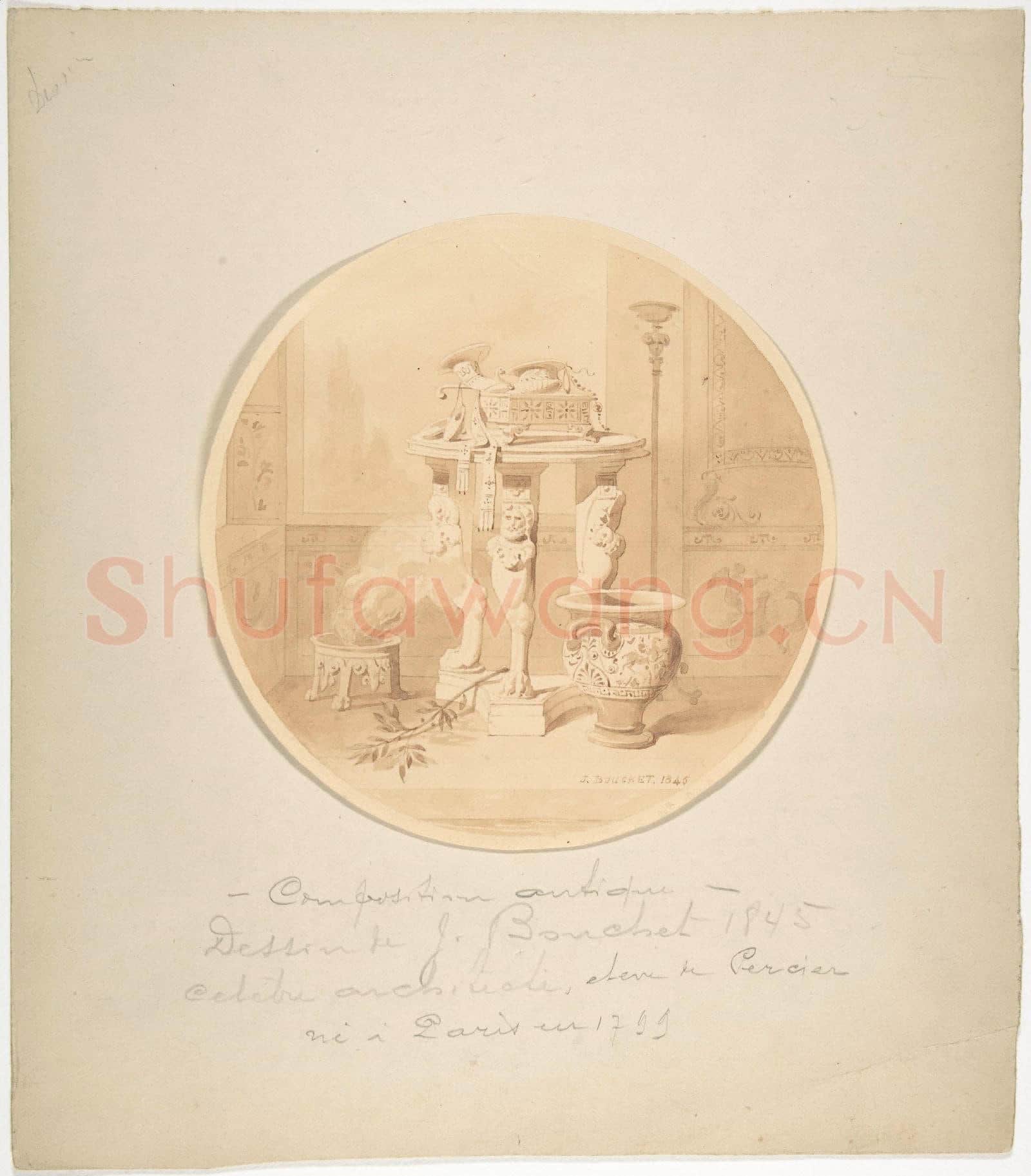 Jules-Frédéric Bouchet-Circular Drawing of a Classical Interior.tif