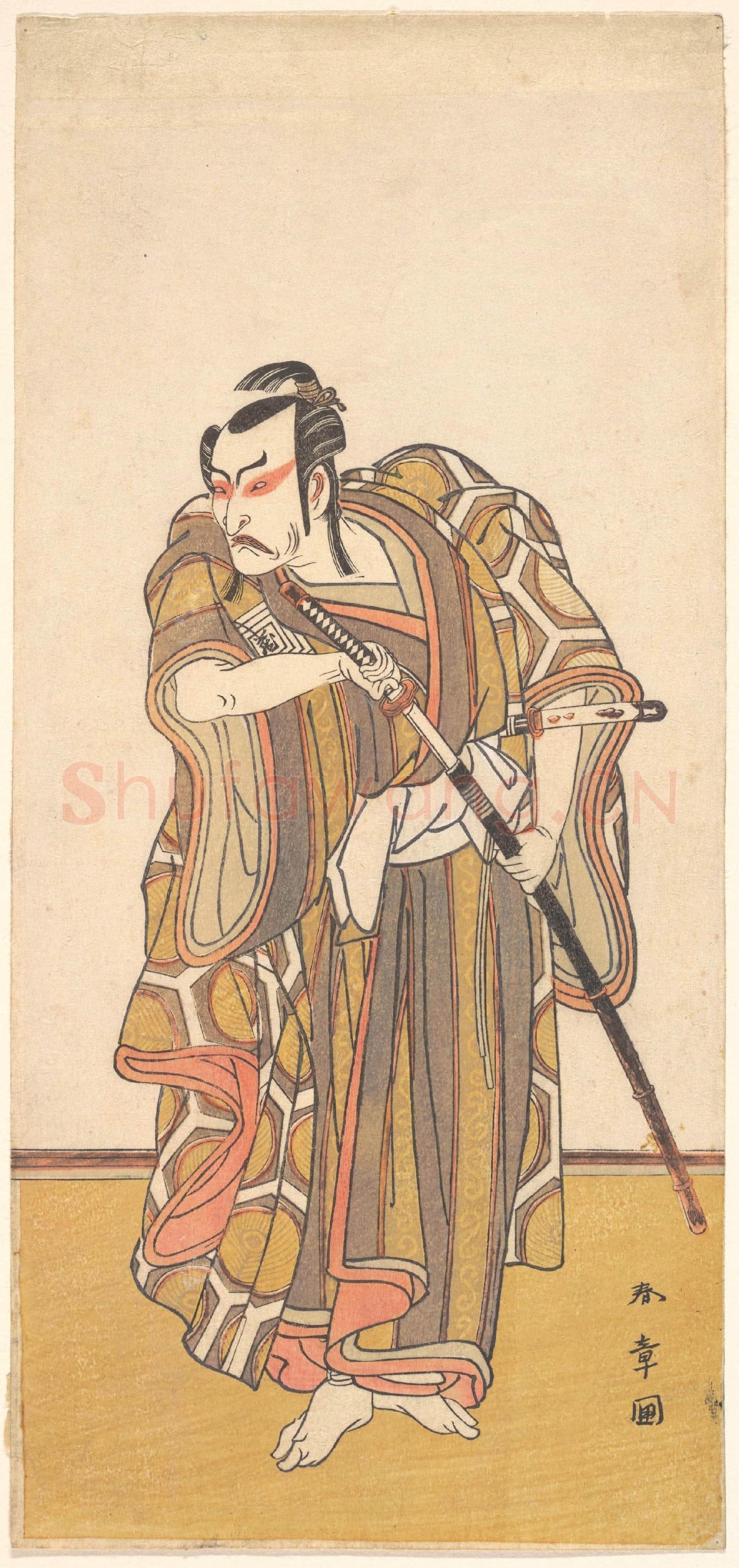 Katsukawa Shunshō-Ichikawa Danzo III as a Samurai Drawing.tif
