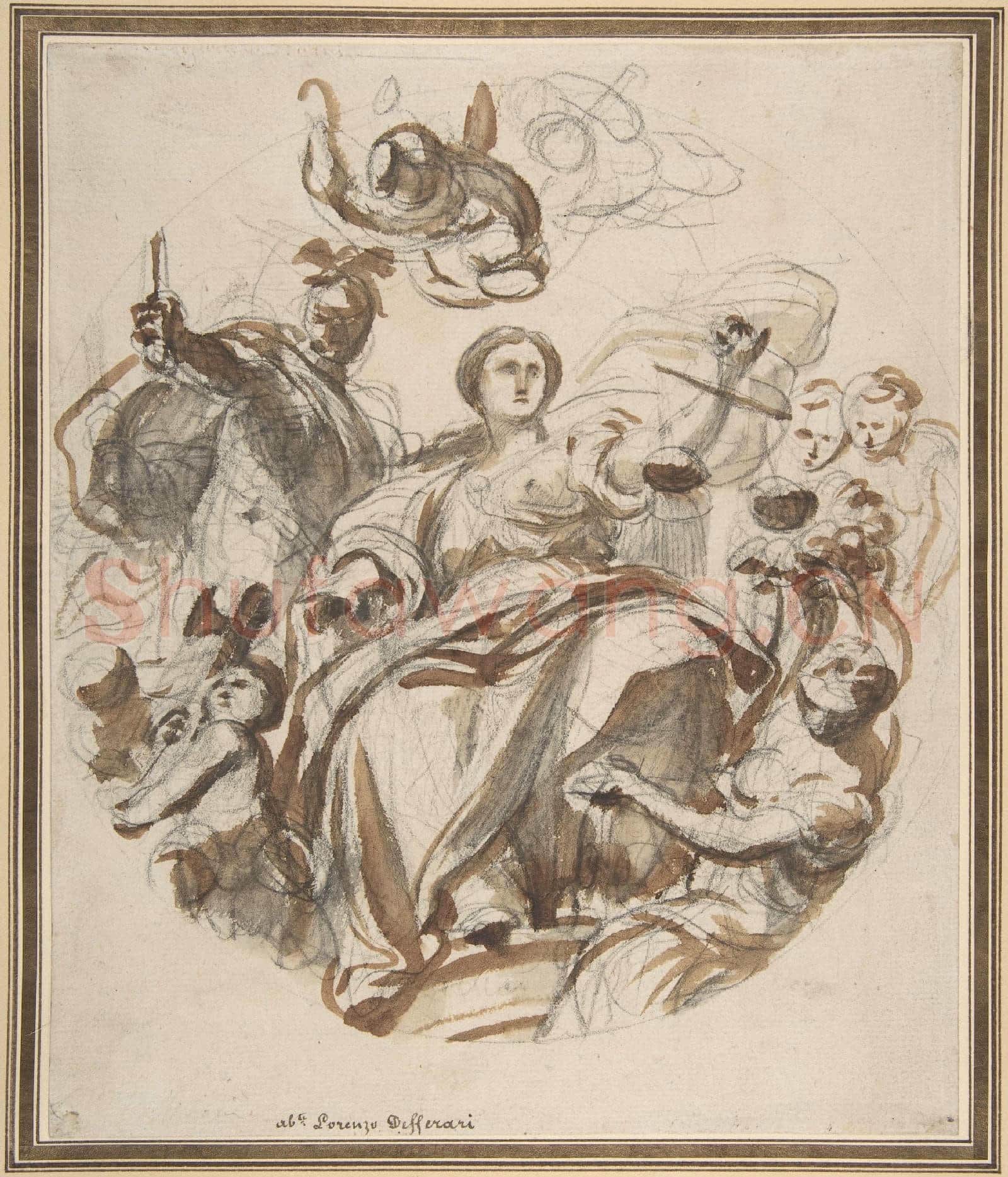 Lorenzo de' Ferrari-Study of Justice Dispensing Rewards to the Arts.tif